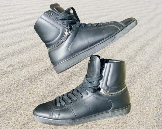 Sneakers montantes modèle SL /17H en cuir noir avec zip argenté  SAINT LAURENT