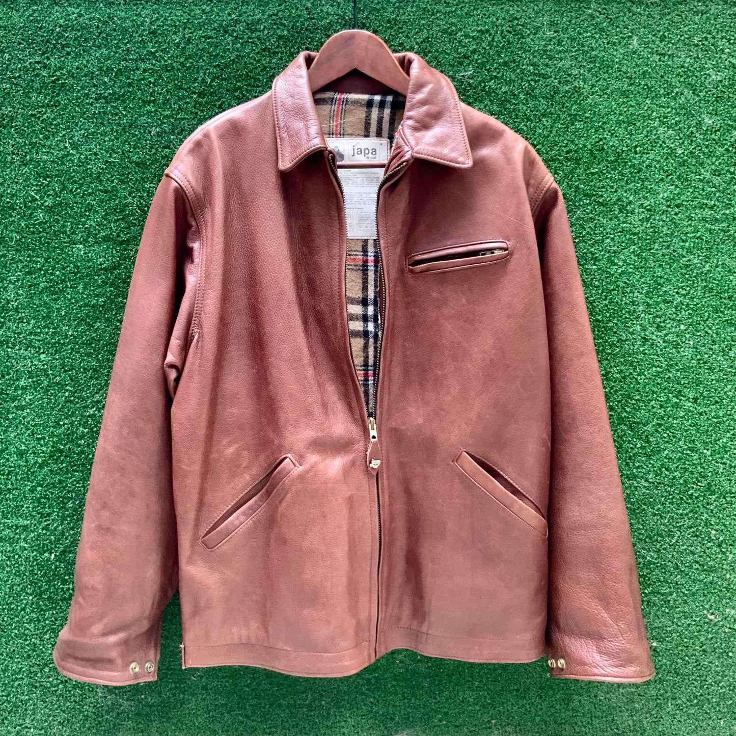 Veste en cuir marron vieilli Japa le Cuir Vintage 80’s