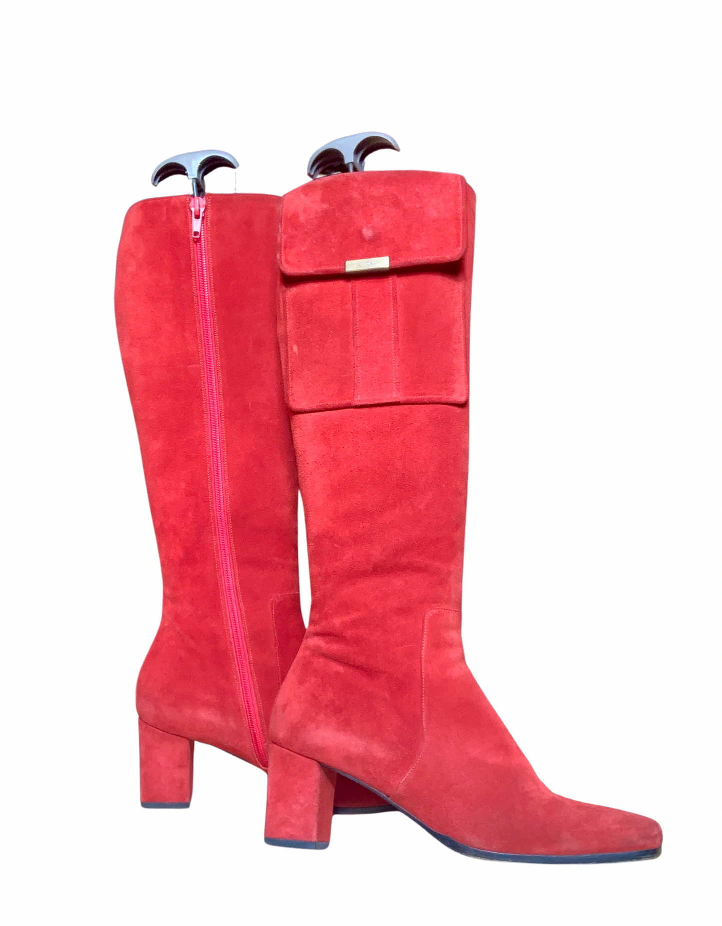 Bottes hautes en daim rouge Yves Saint Laurent vintage