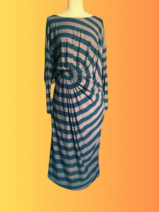 Robe rayée noir/chocolat Sonia RYKIEL vintage 90