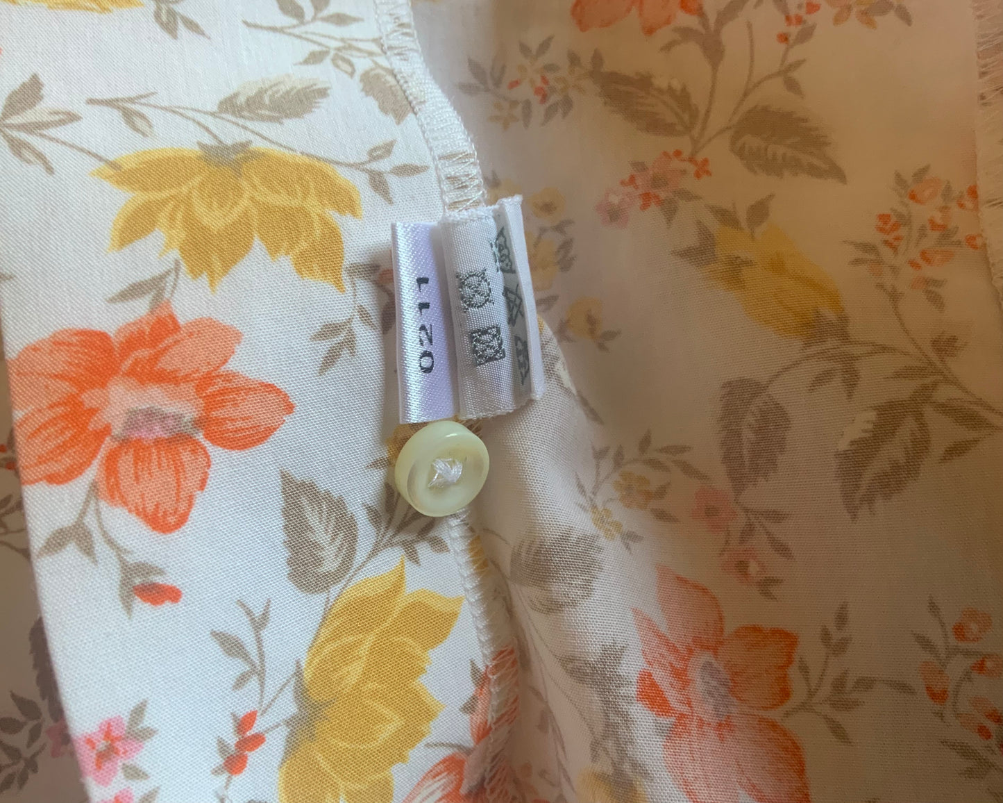 Chemisier femme fleuri orange et jaune Alain Figaret vintage 90