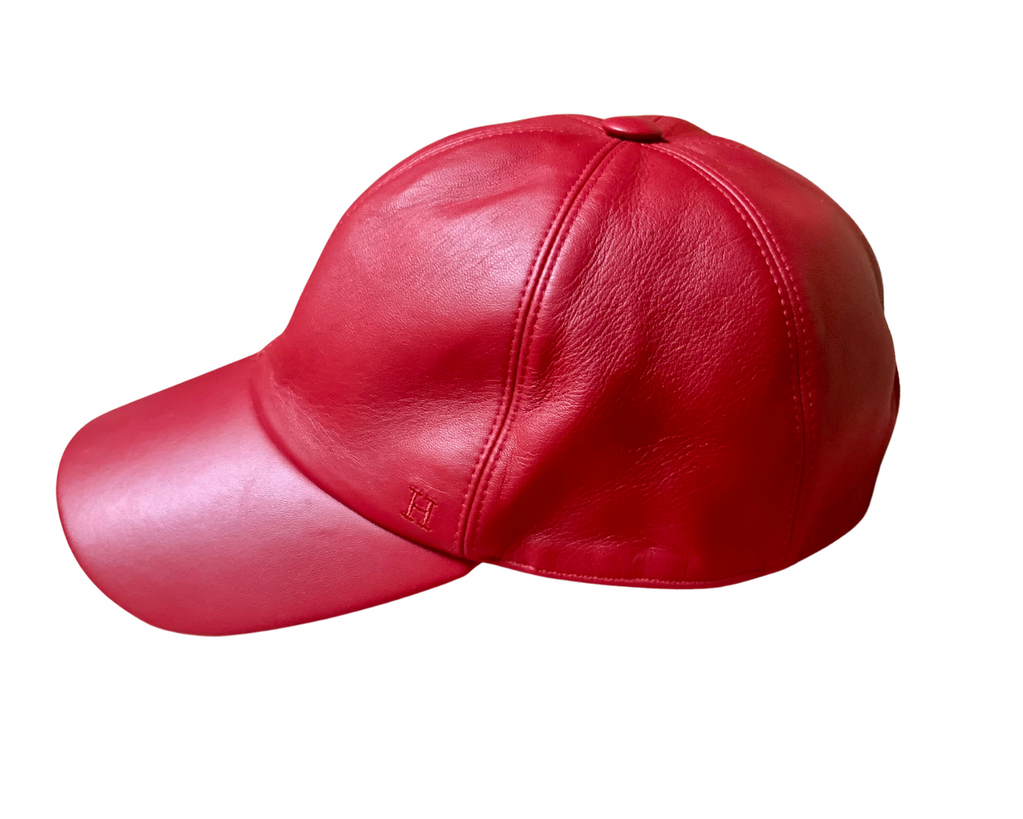 casquette en cuir rouge HERMÈS vintage 2000