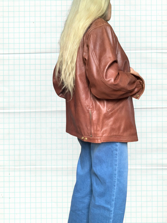 Veste en cuir marron vieilli Japa le Cuir Vintage 80’s