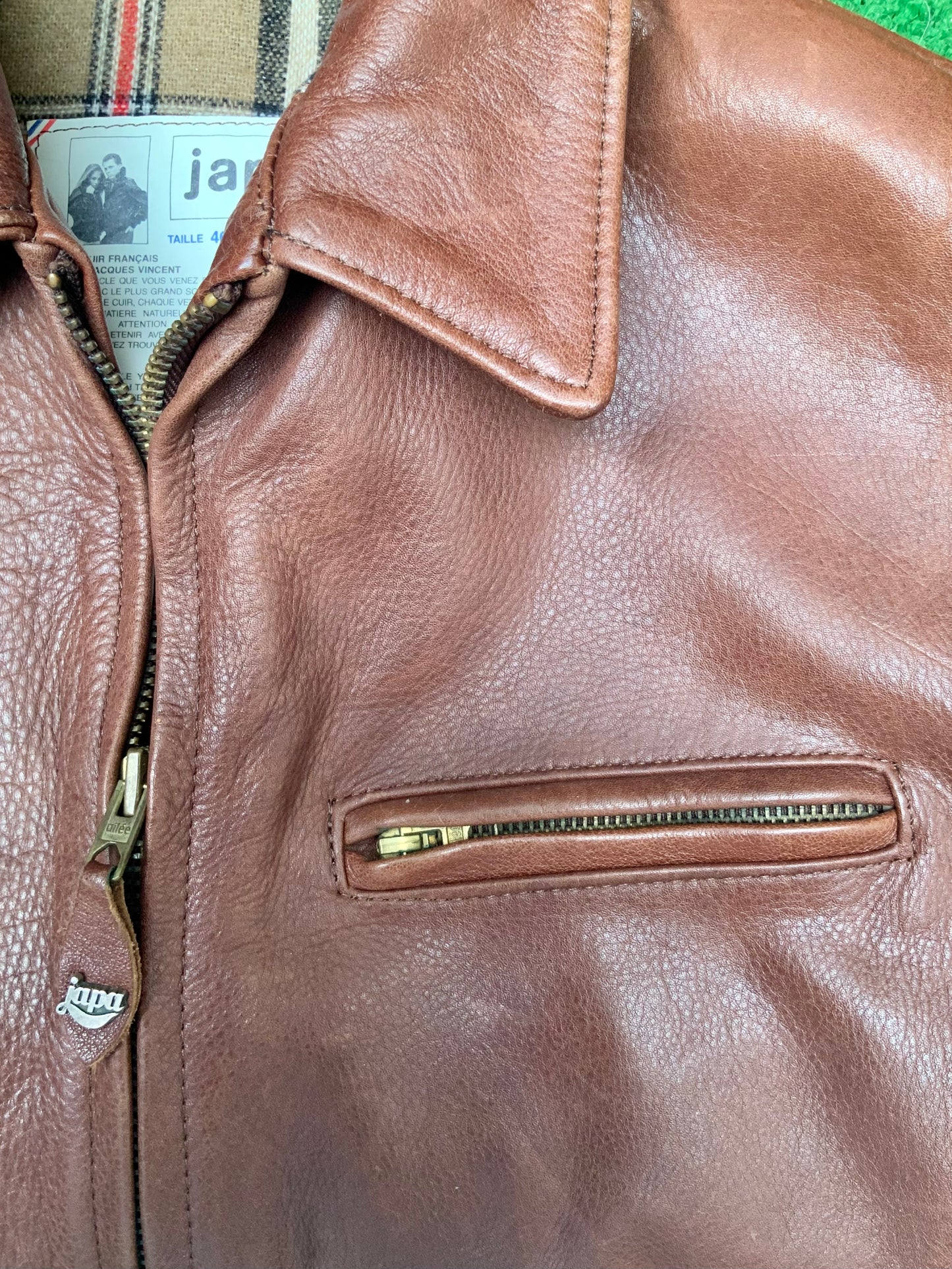 Veste en cuir marron vieilli Japa le Cuir Vintage 80’s