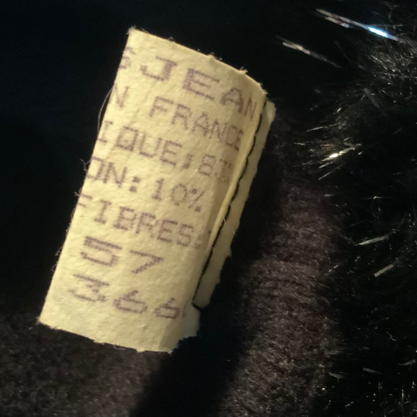 Toque en maille noire , fausse fourrure et strass Grosjean vintage