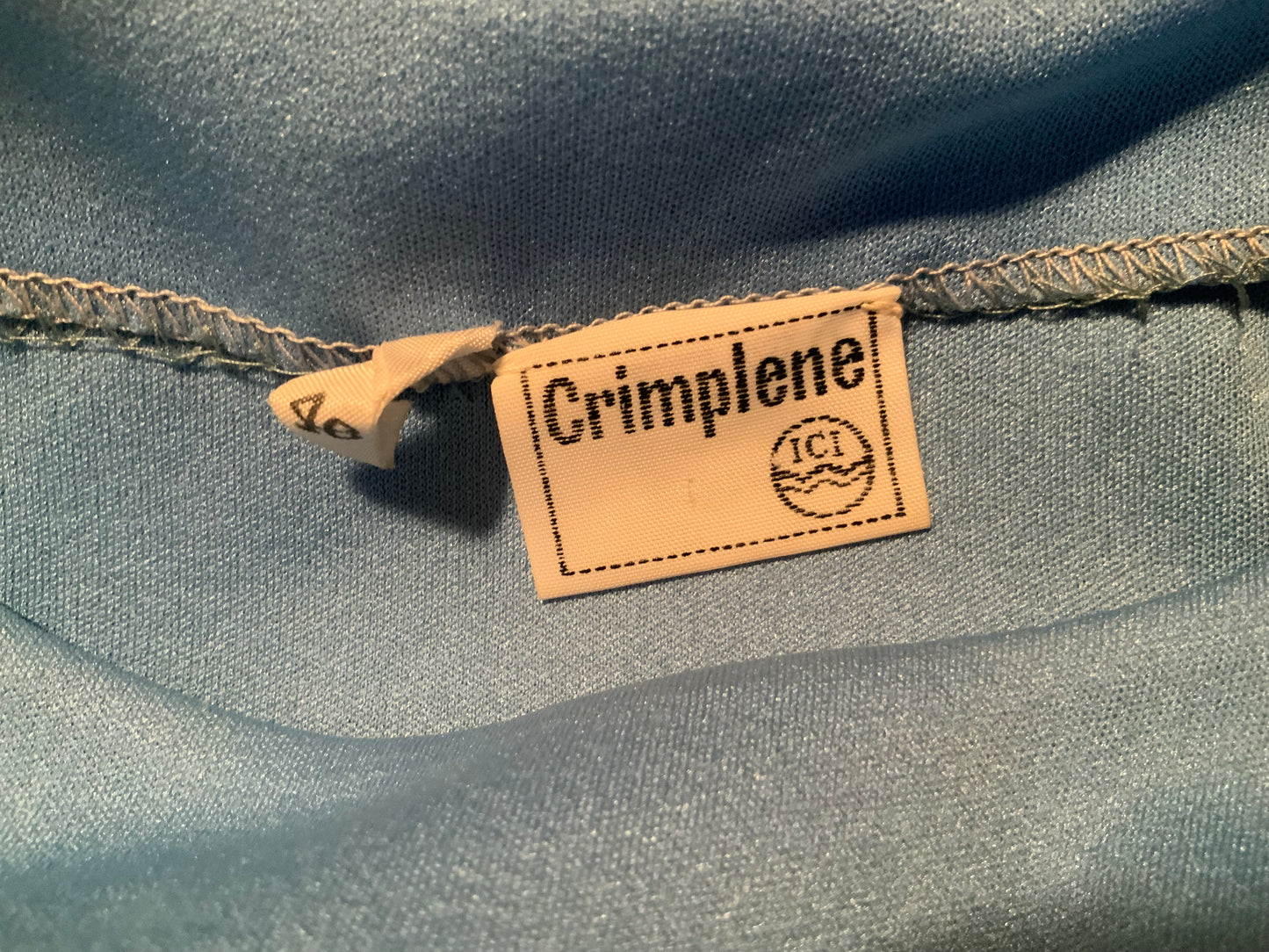 Robe maxi années 70 Crimplene noire et bleue