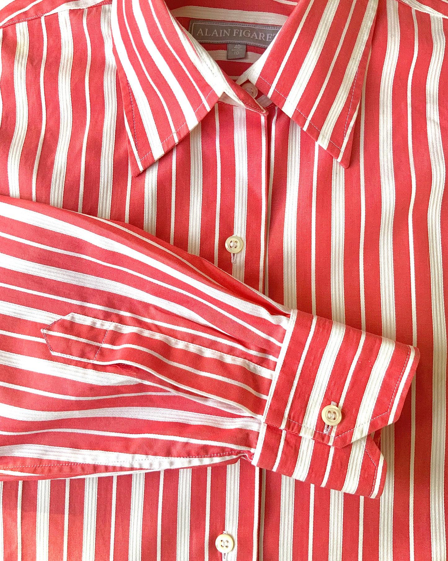Chemise femme rouge et rayures blanches Alain Figaret vintage
