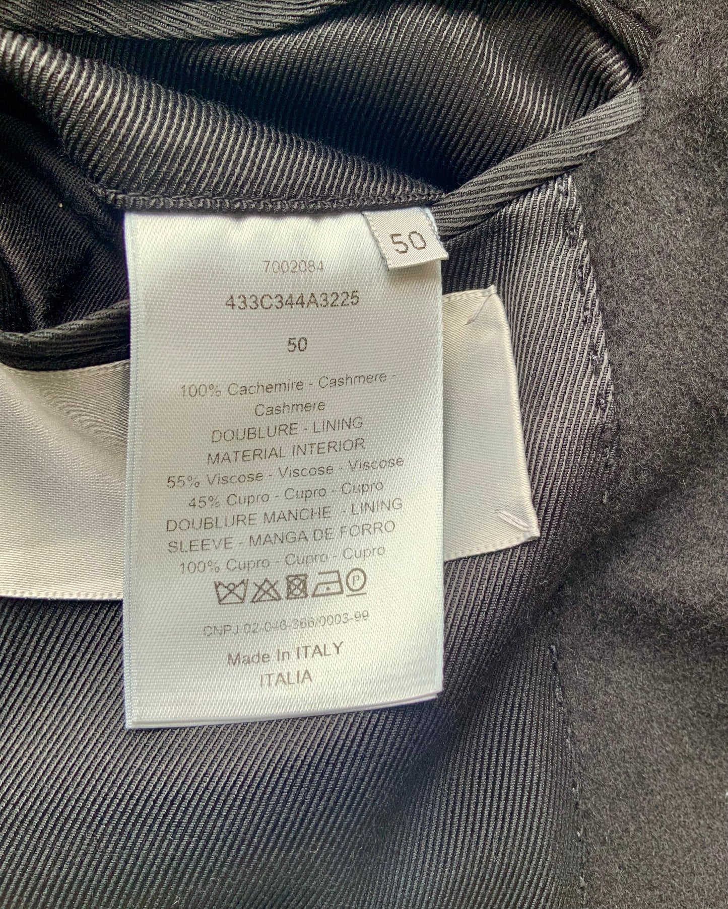 Manteau en drap de cachemire noir Dior Homme