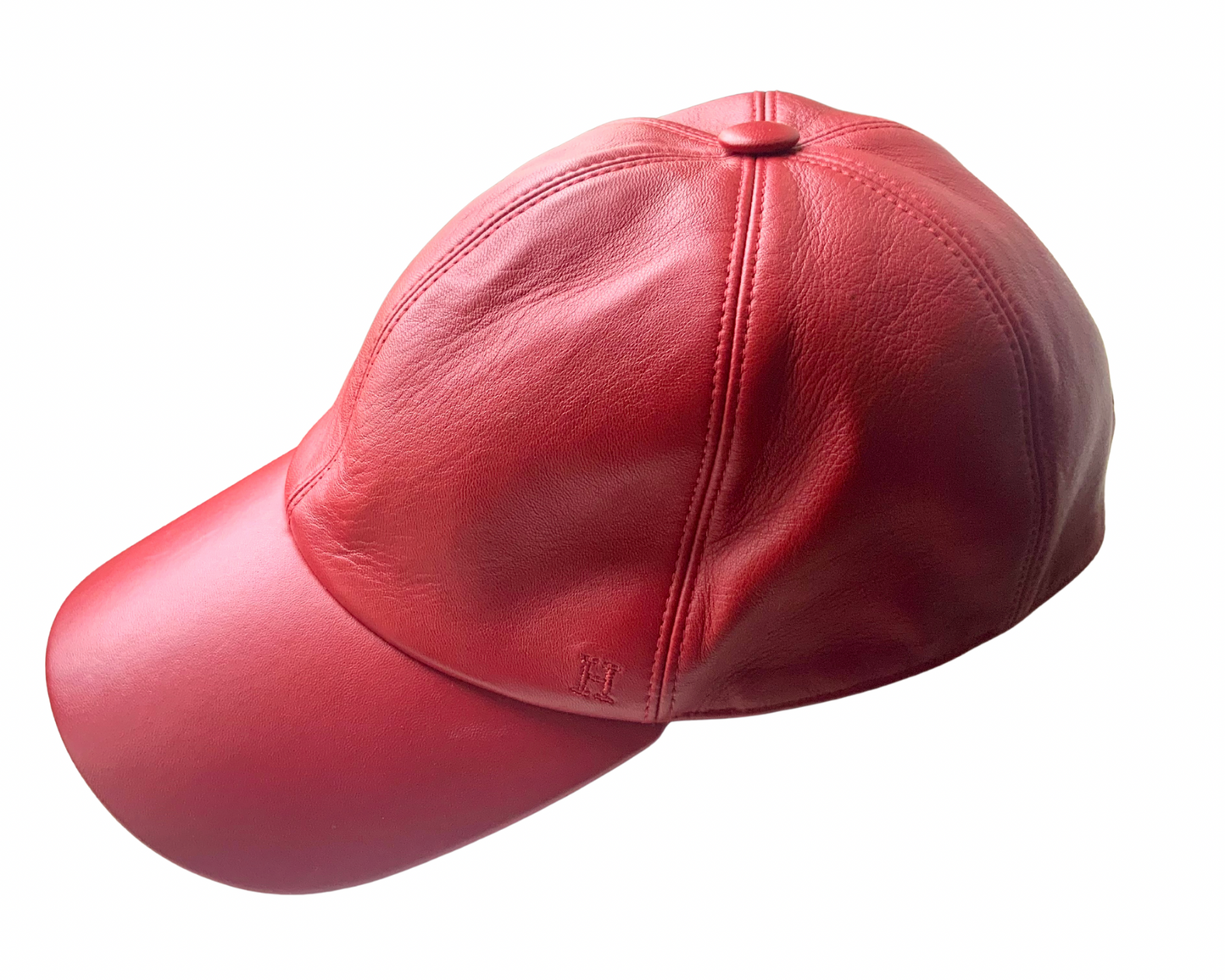 casquette en cuir rouge HERMÈS vintage 2000