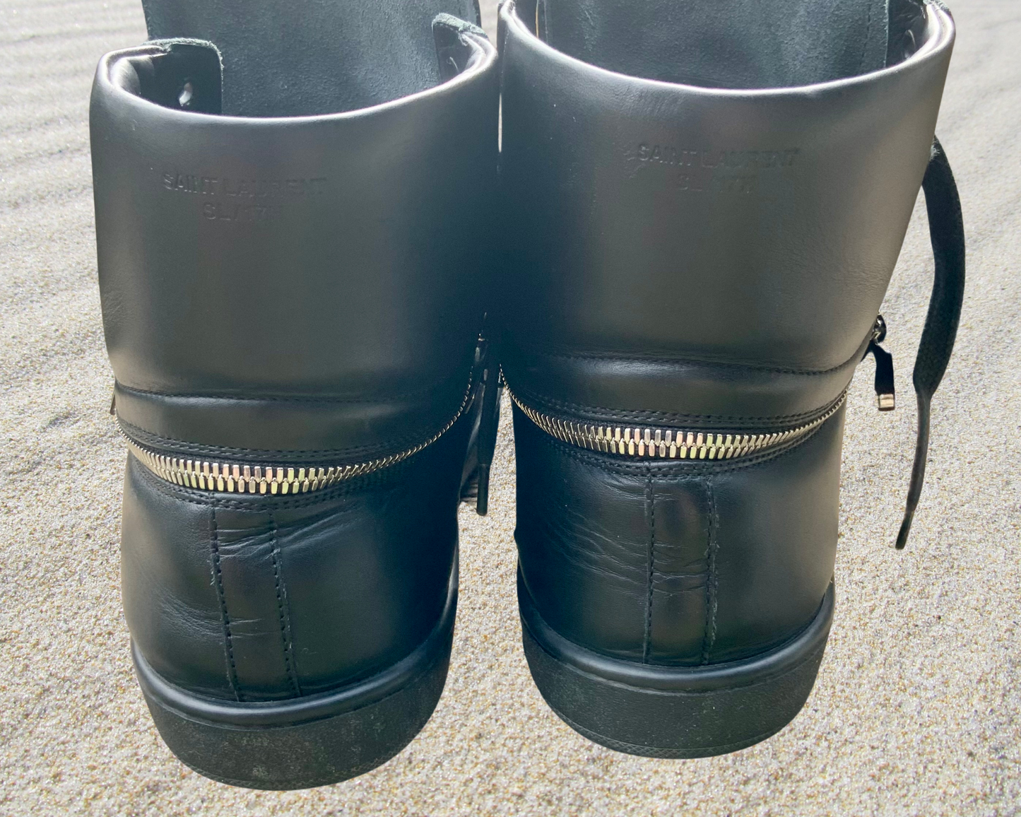 Sneakers montantes SL /17H en cuir noir avec zip argenté SAINT LAURENT