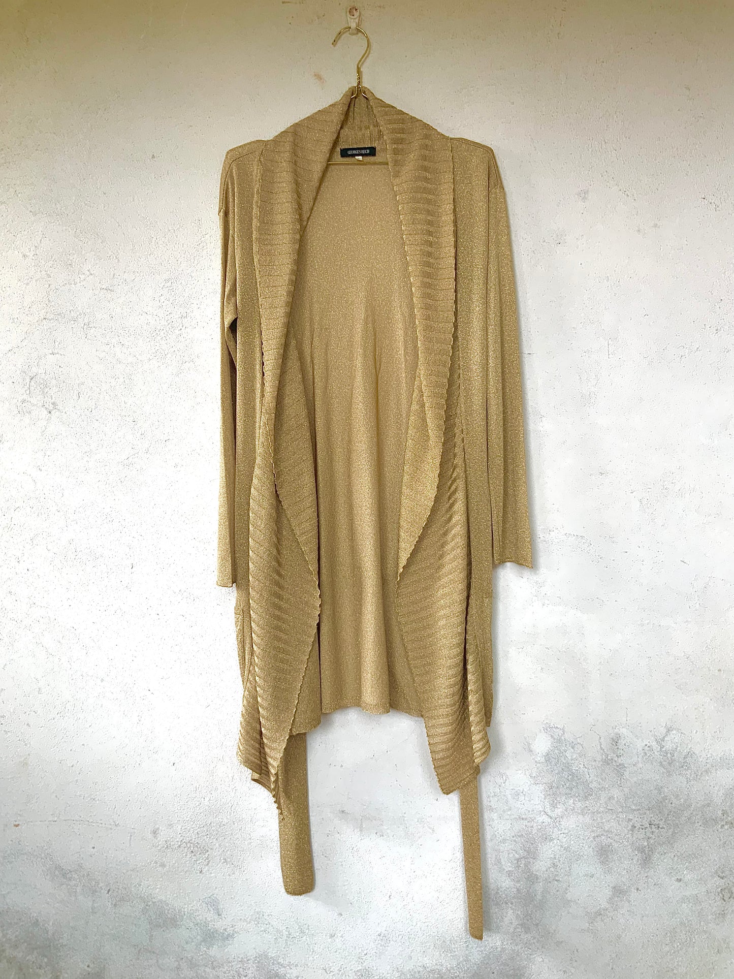 Gilet or en maille lurex ultra fine Georges Rech vintage