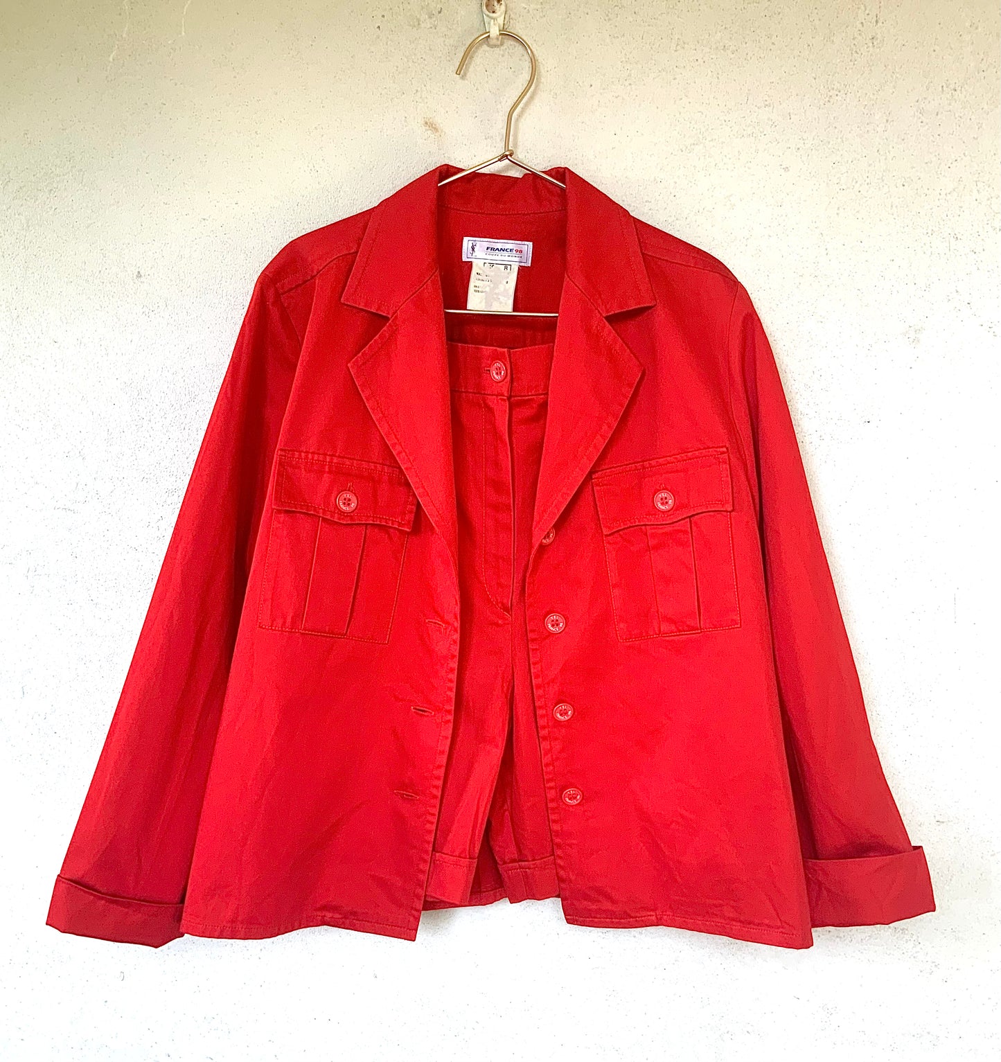 Ensemble veste et short rouge Yves Saint Laurent vintage