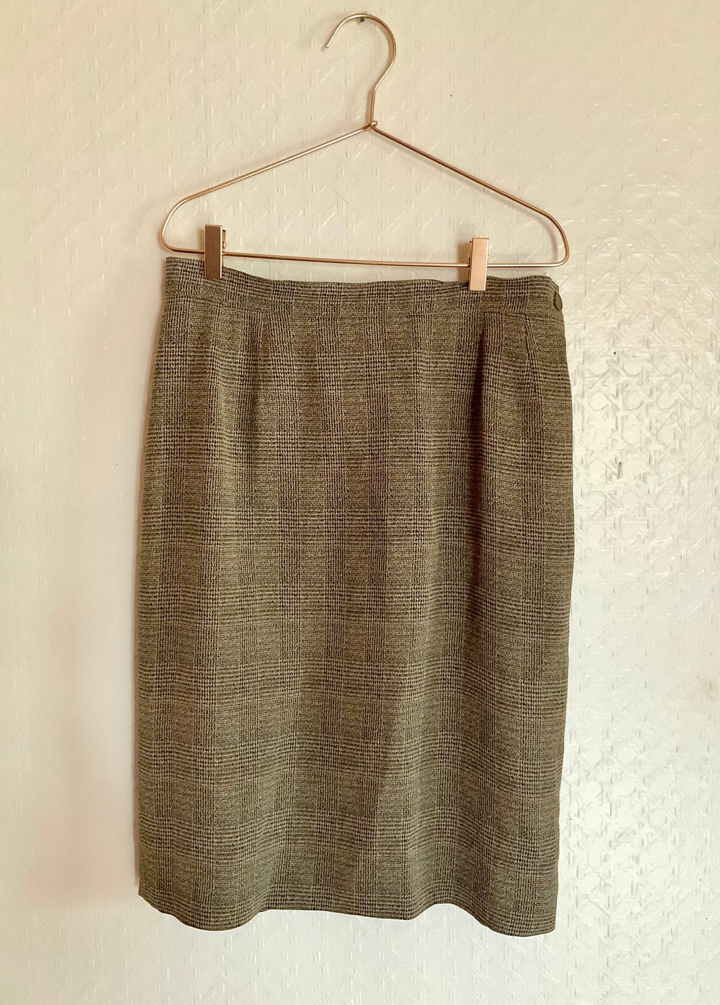 Tailleur jupe Yves Saint Laurent Variation carreaux Prince de Galles beige et noir Vintage