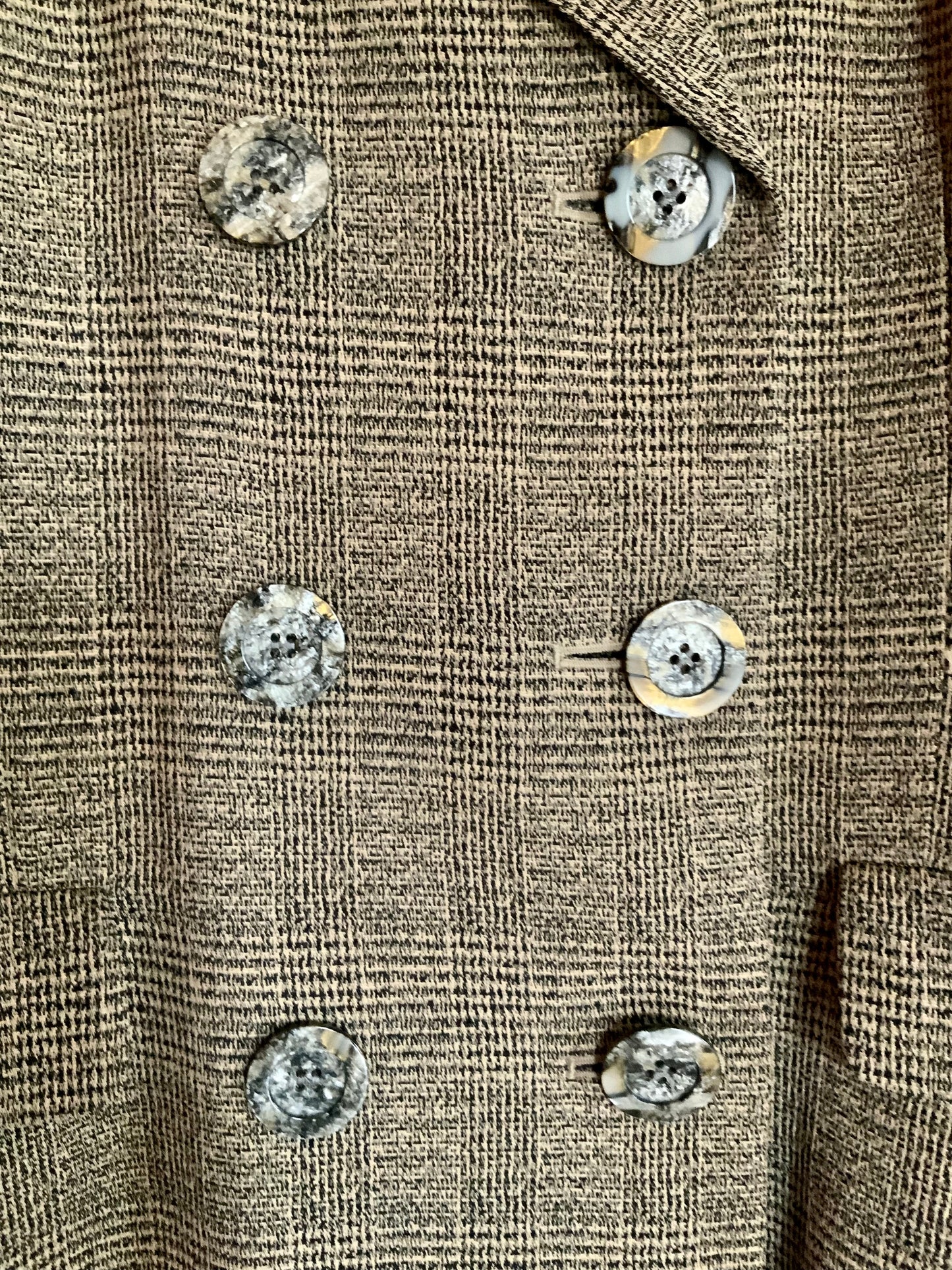 Tailleur jupe Yves Saint Laurent Variation carreaux Prince de Galles beige et noir Vintage