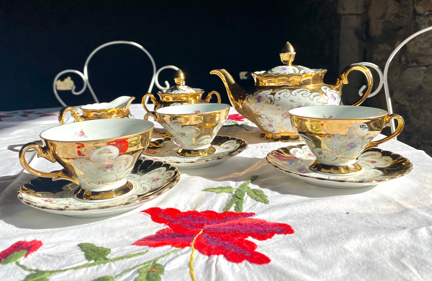 Service à thé en porcelaine Vénézia vintage