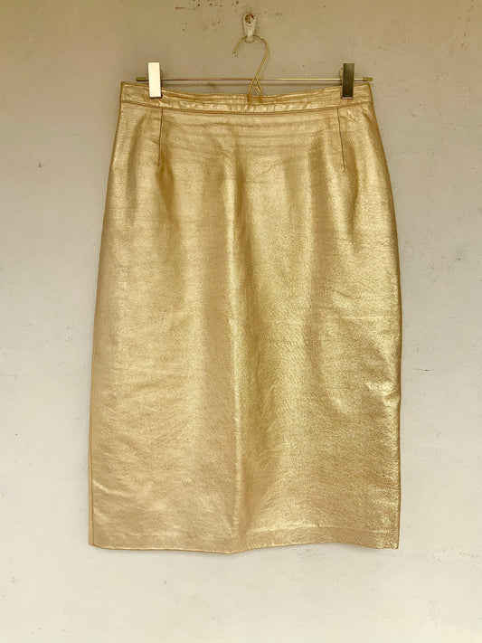 Jupe en cuir doré vintage