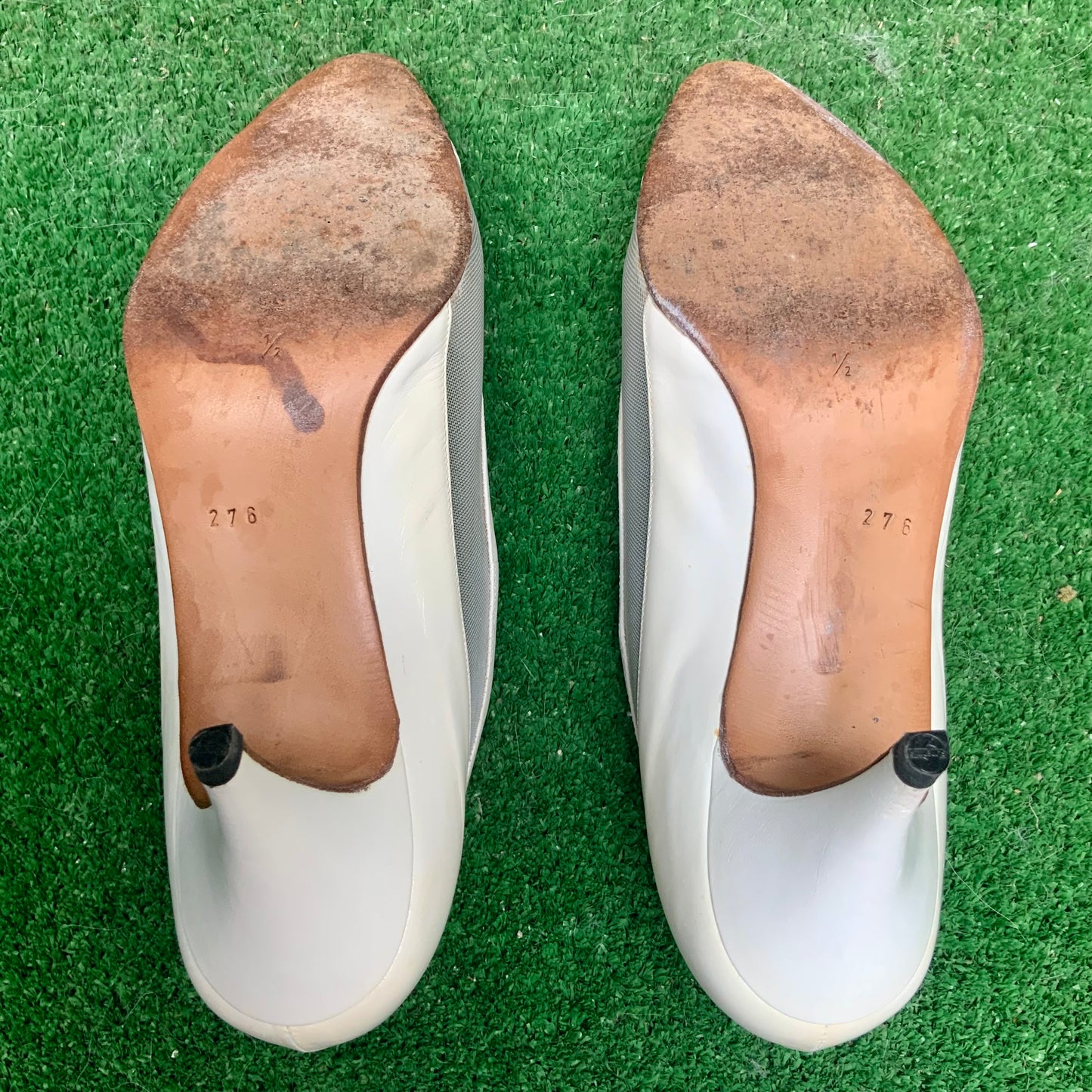 Escarpins cuir blanc et mesh Maud Frizon vintage