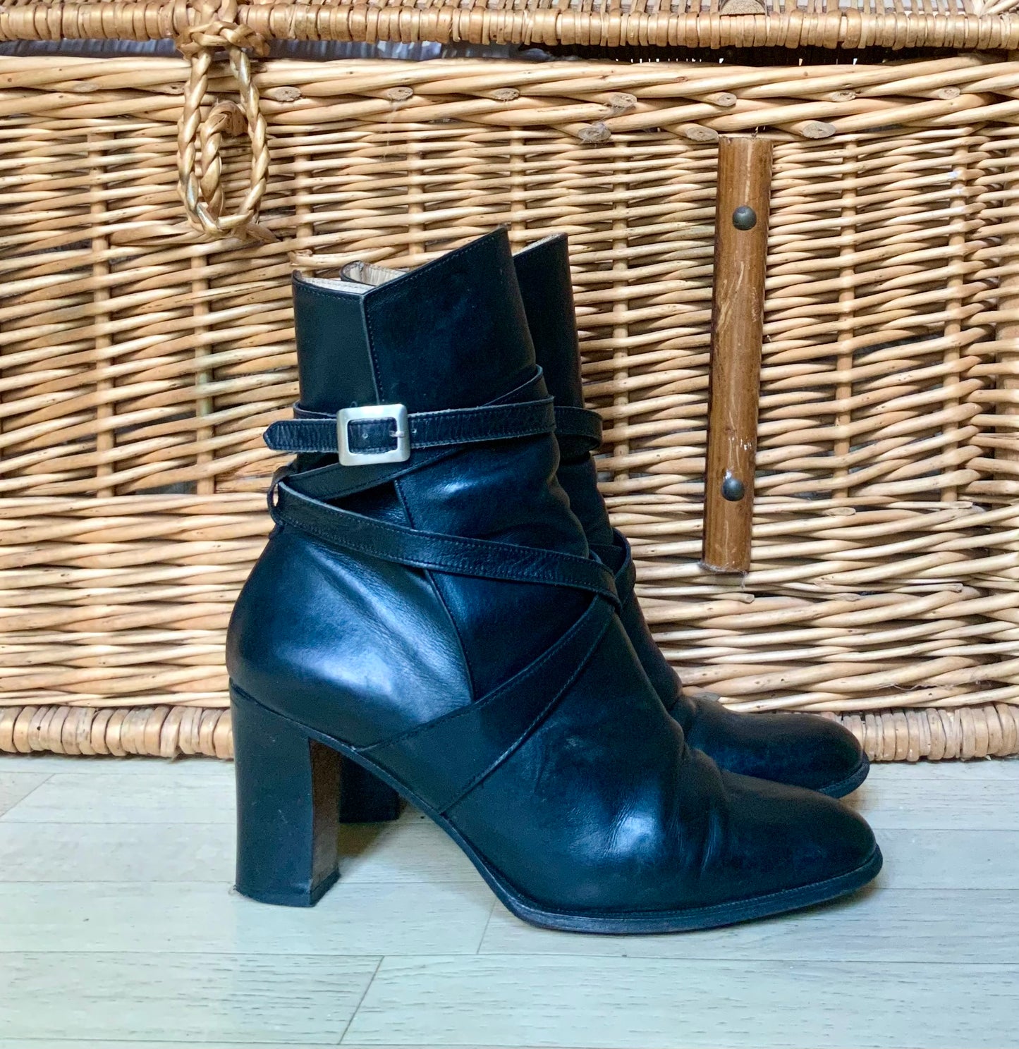 Bottines en cuir noir Stéphane Kélian vintage