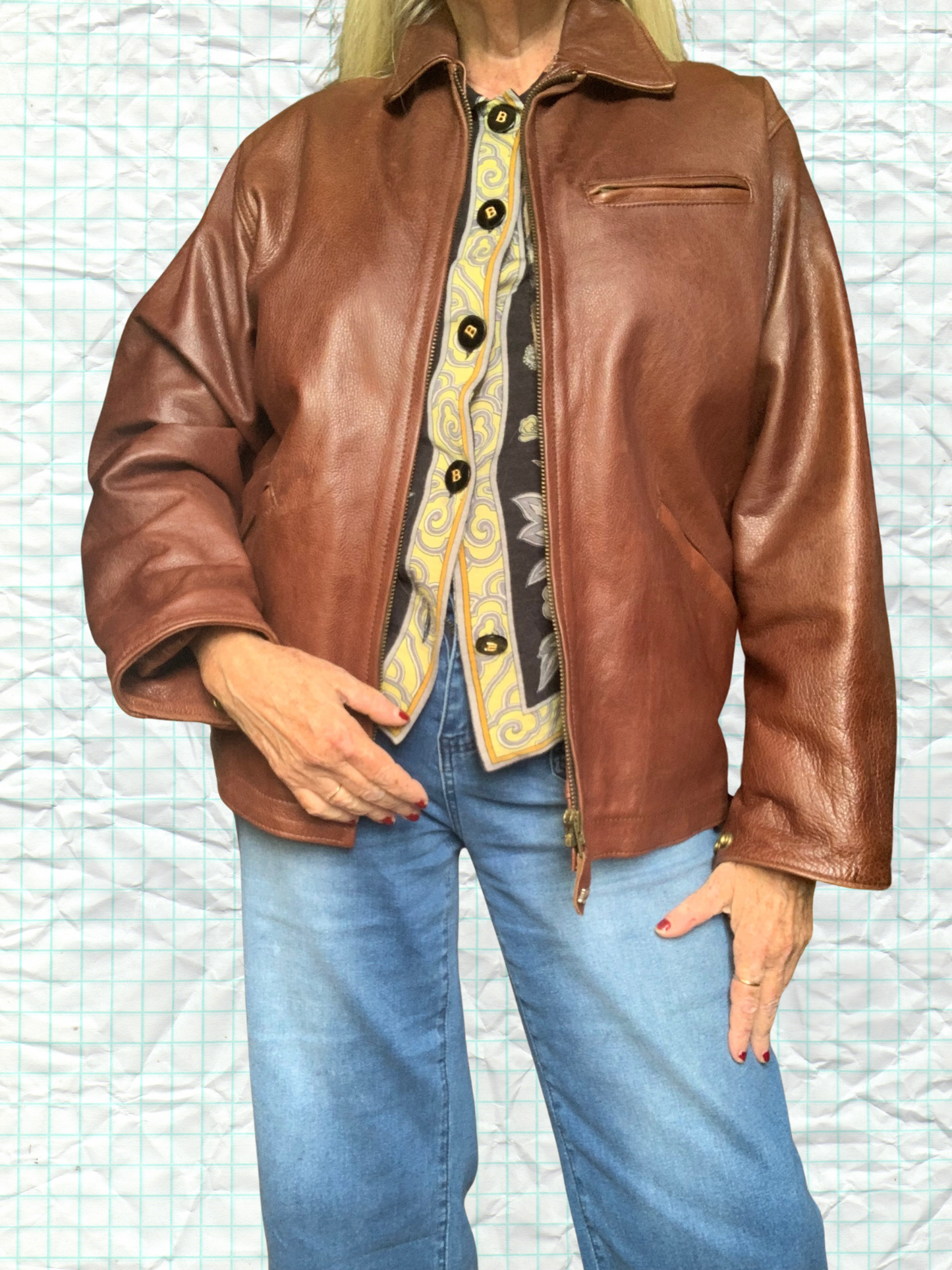 Veste en cuir marron vieilli Japa le Cuir Vintage 80’s