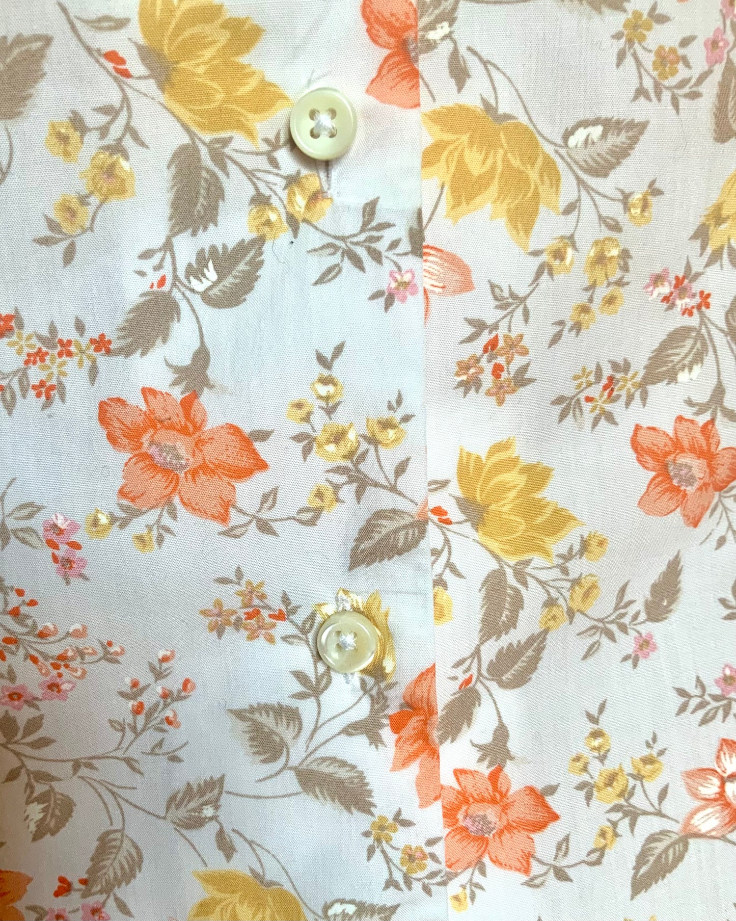 Chemisier femme fleuri orange et jaune Alain Figaret vintage 90