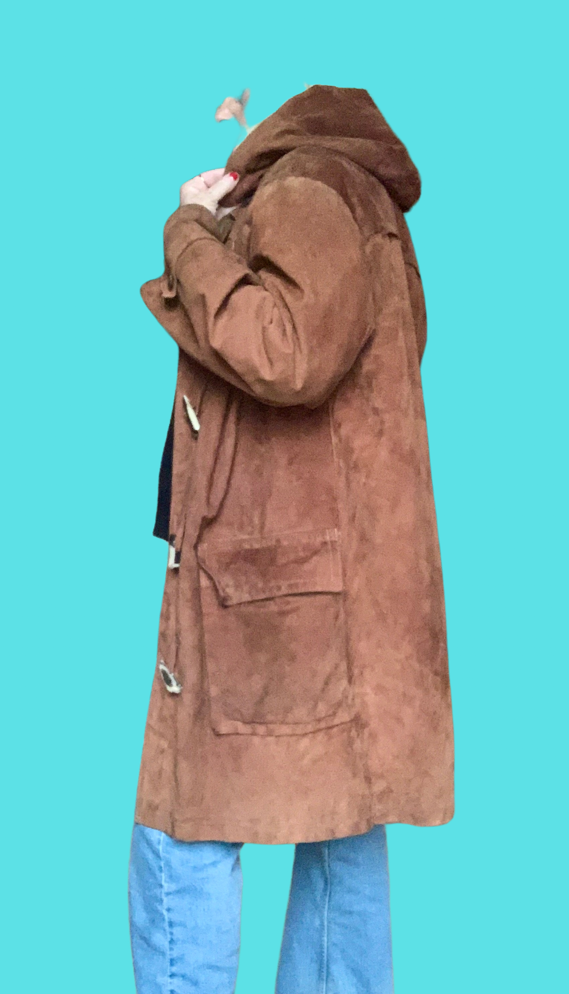 Duffle-coat en daim marron noisette Japa le Cuir vintage 90