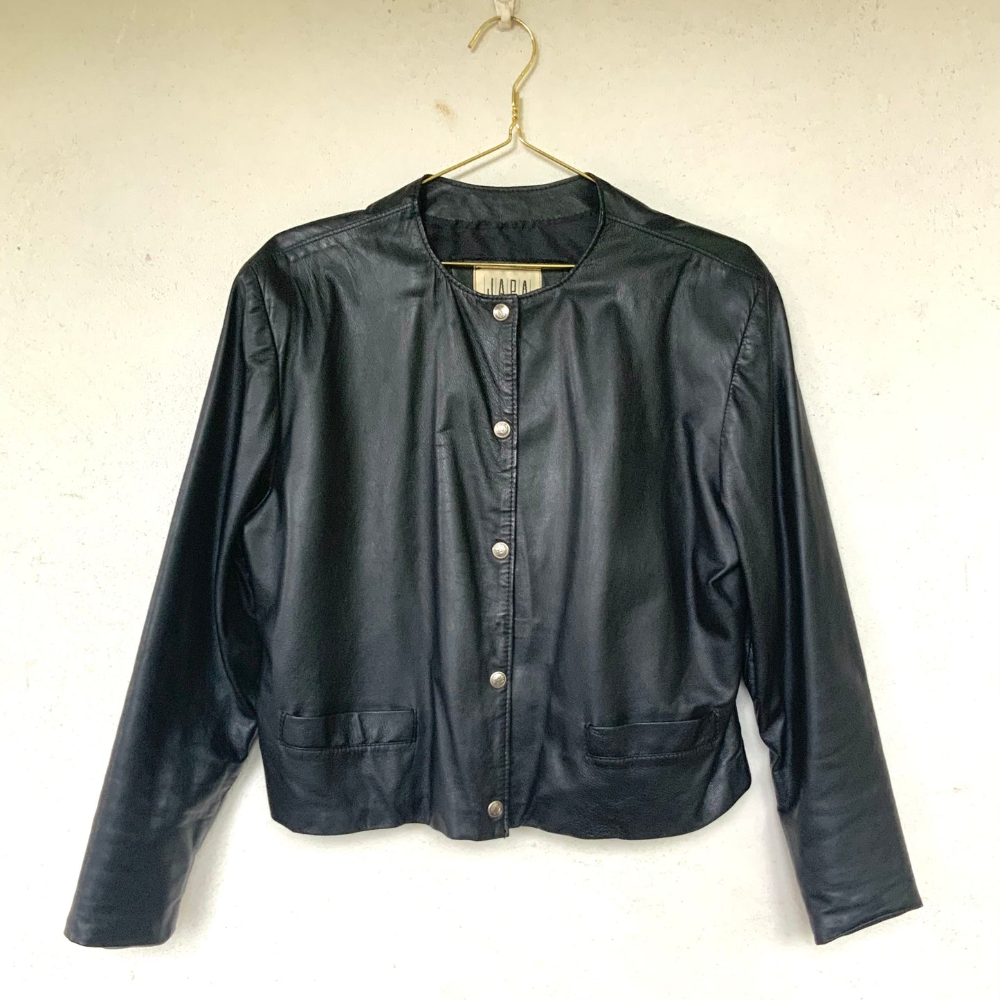 Veste Cardigan en cuir noir Japa le Cuir vintage 90