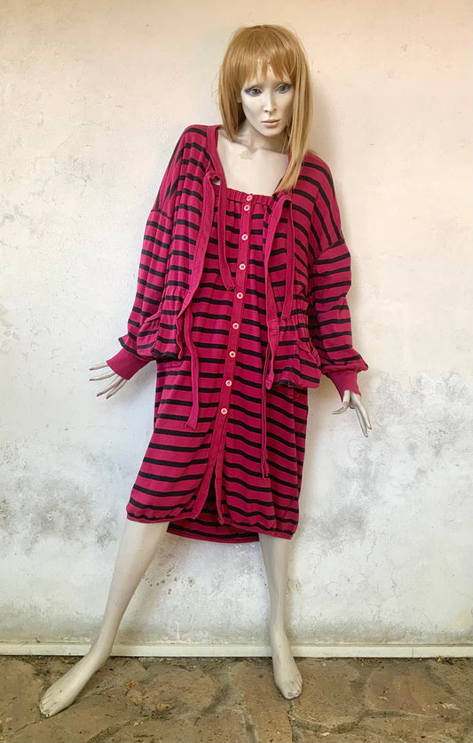 Ensemble Sonia Rykiel veste et robe à rayures vintage