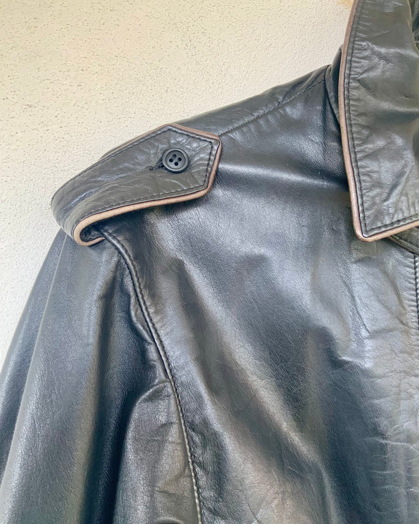 Blouson en cuir noir vintage années 80 Mac Douglas