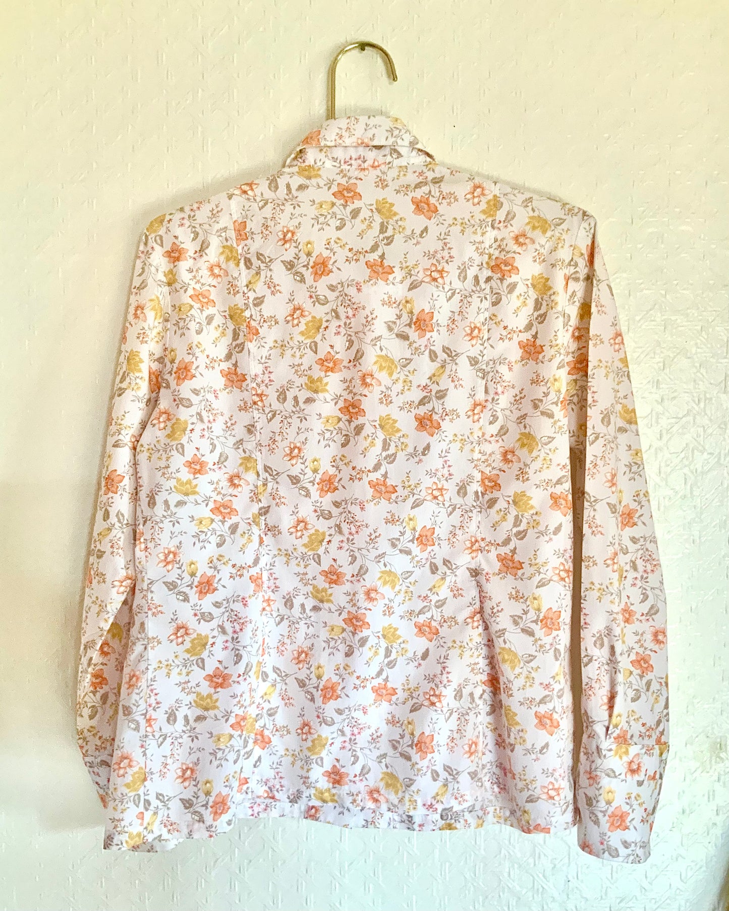 Chemisier femme fleuri orange et jaune Alain Figaret vintage 90