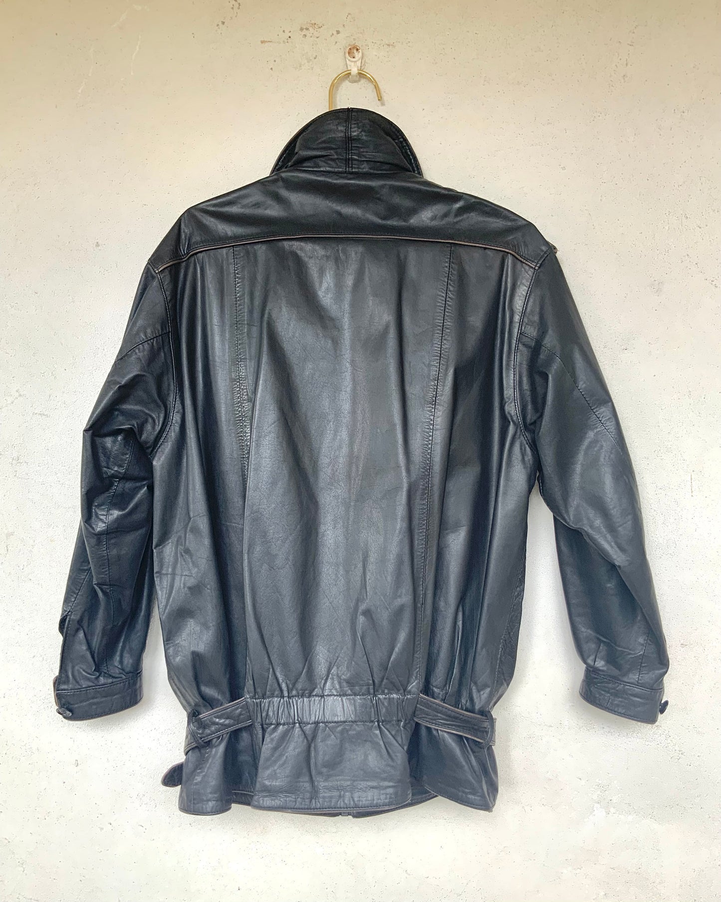 Blouson en cuir noir vintage années 80 Mac Douglas