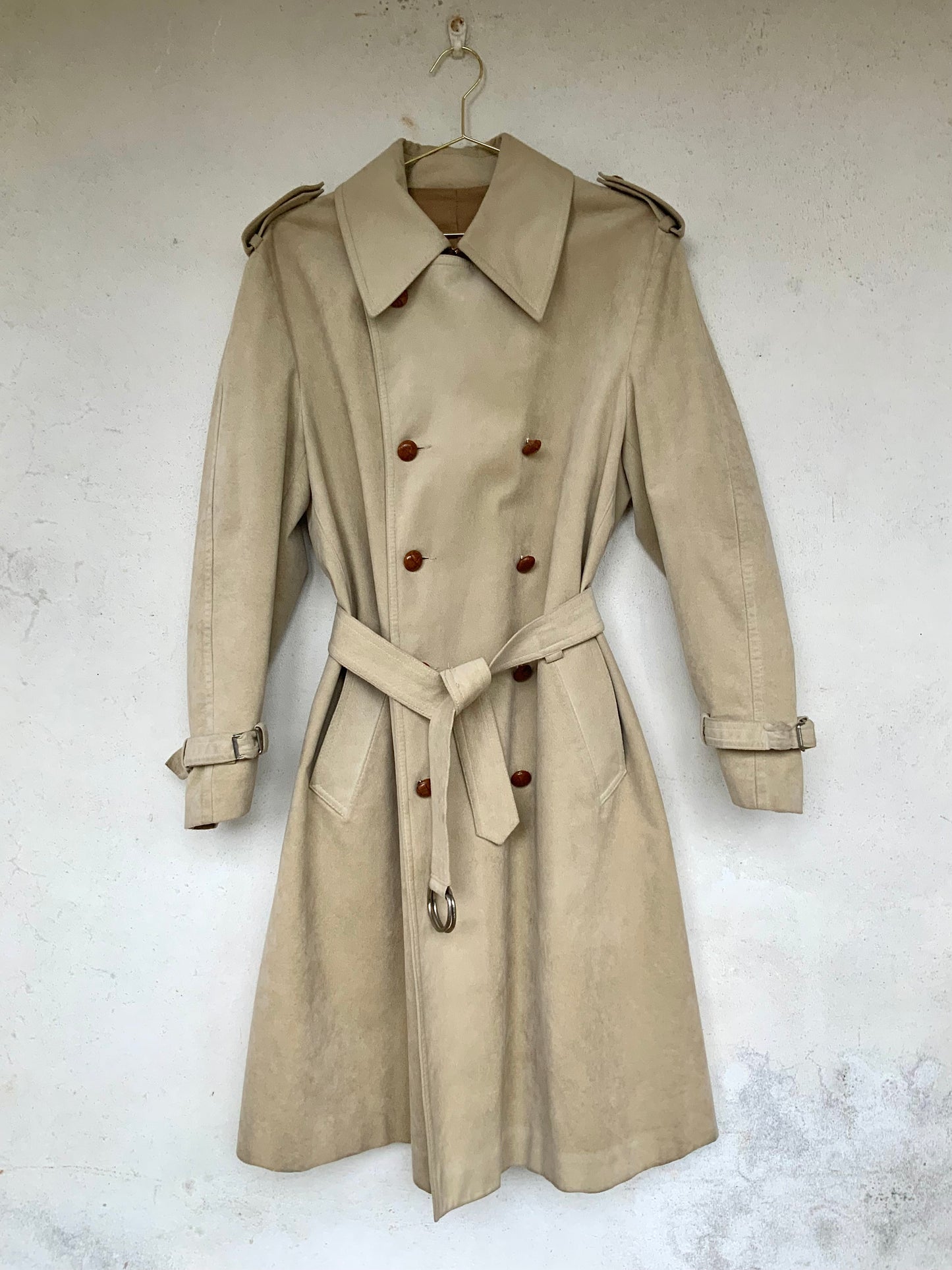 Imperméable Trench en Alcantara beige , Clifford vintage années 70