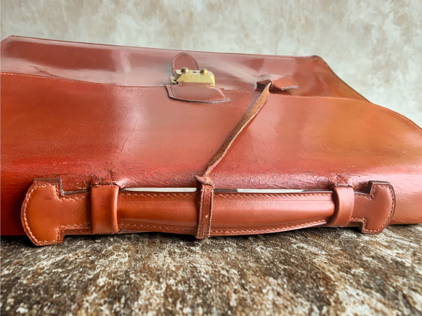 Sac à dépêches HERMES en cuir vintage