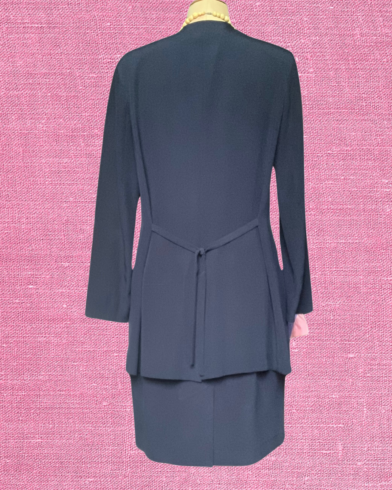 Ensemble veste et jupe en soie bleu marine CHACOK vintage 90
