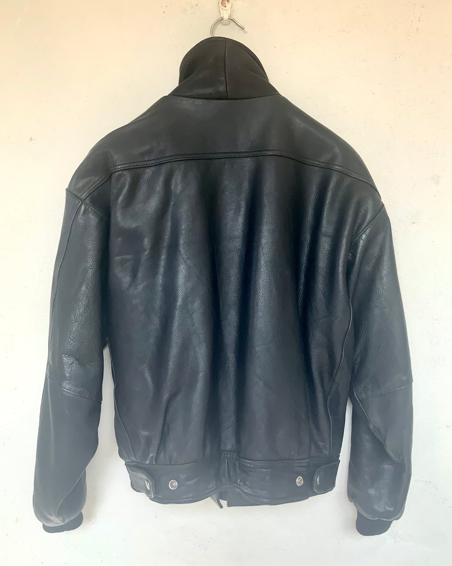 Blouson Bombers en cuir noir CREEKS vintage