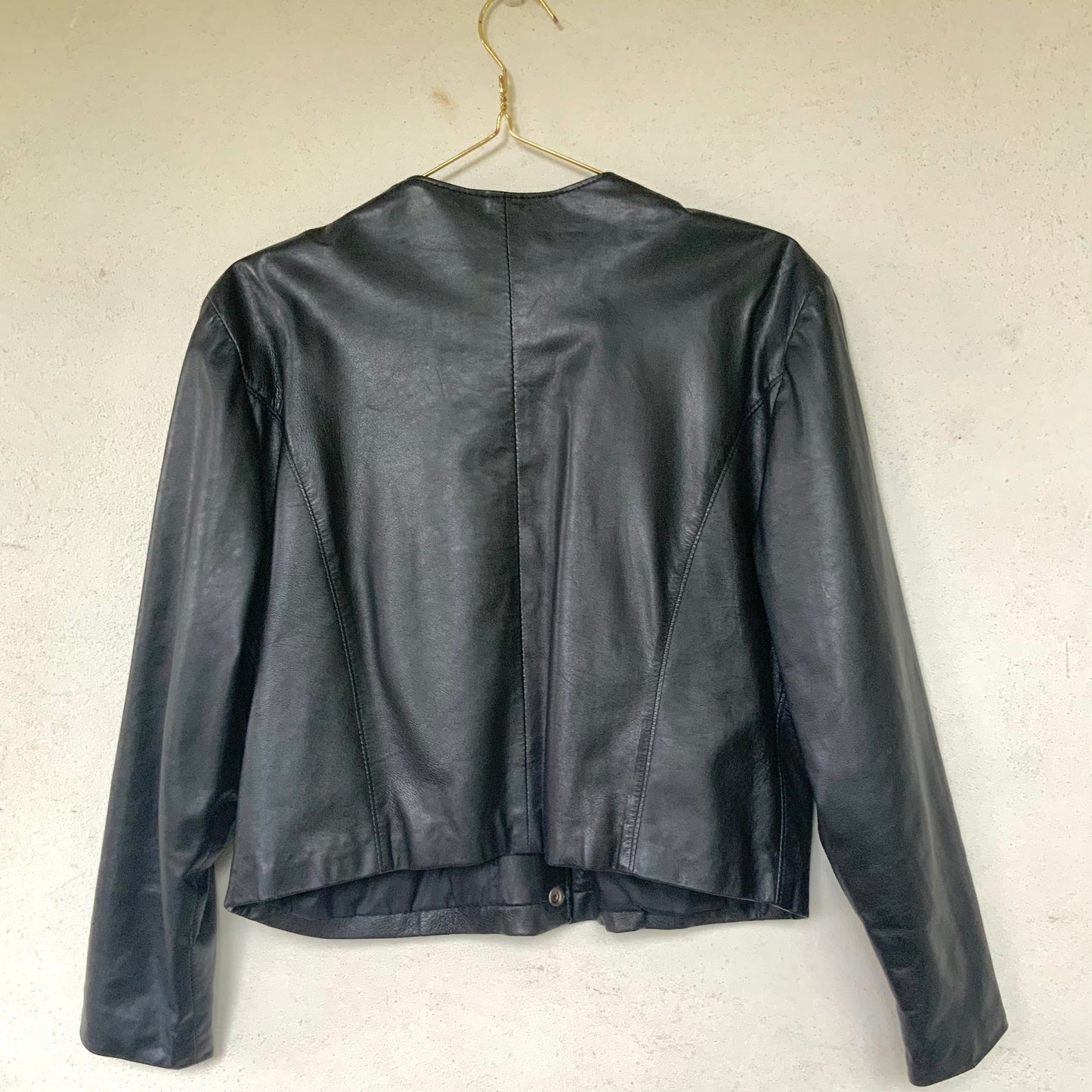 Veste Cardigan en cuir noir Japa le Cuir vintage 90