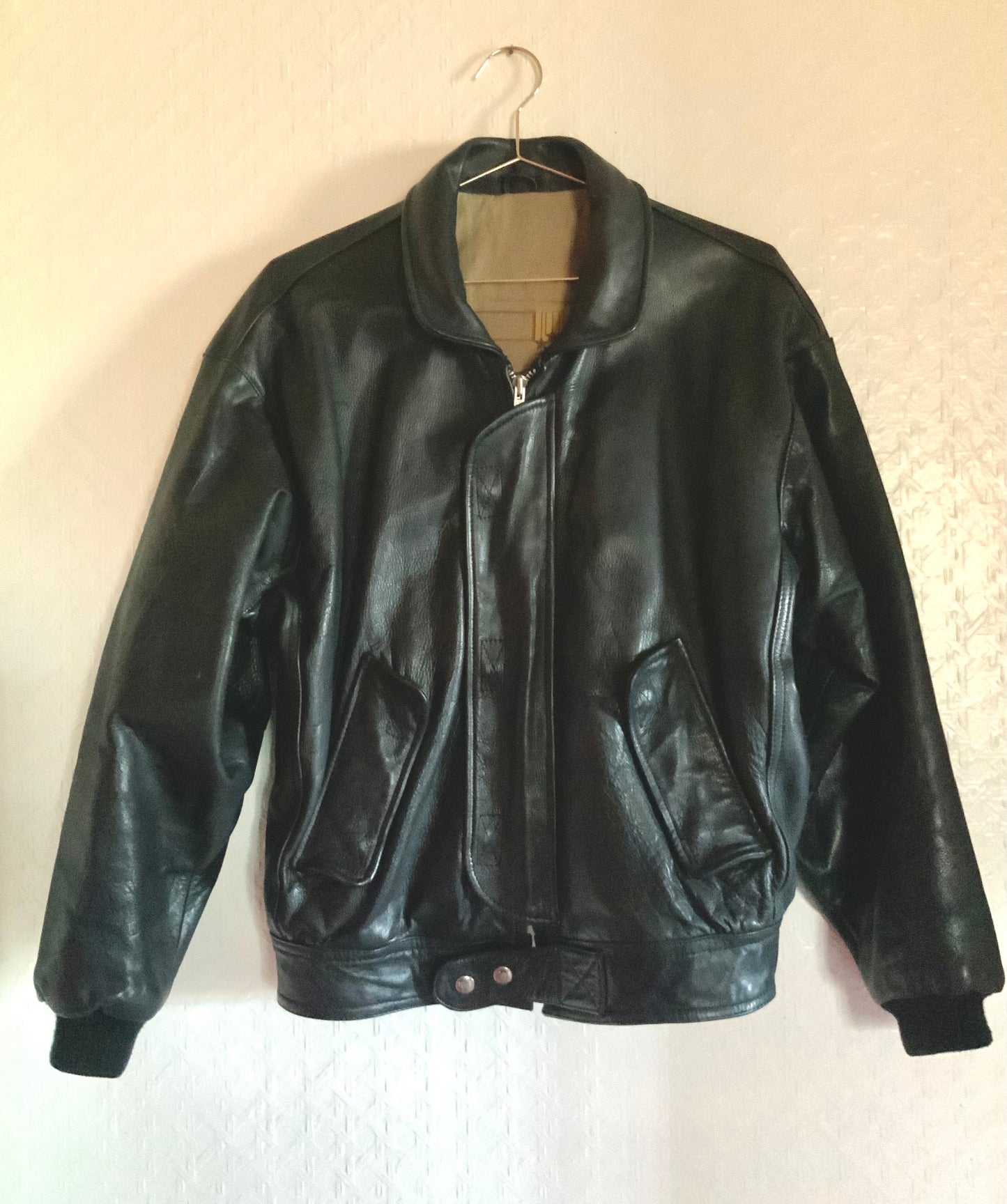 Blouson Bombers en cuir noir CREEKS vintage