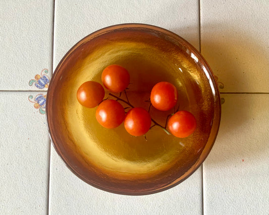 3 assiettes creuses en verre ambré Arcoroc vintage années 70