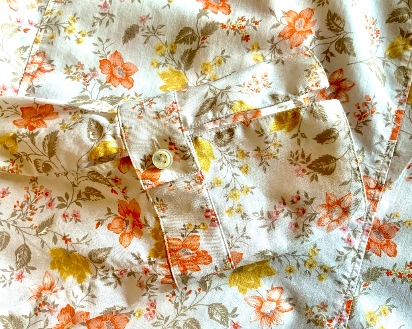 Chemisier femme fleuri orange et jaune Alain Figaret vintage 90