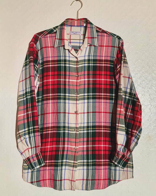 Chemise Bûcheron carreaux tartan multicolore Alain Figaret vintage 90