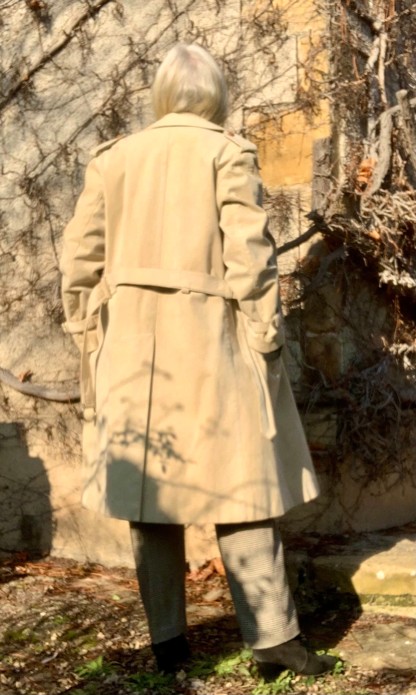 Imperméable Trench en Alcantara beige , Clifford vintage années 70