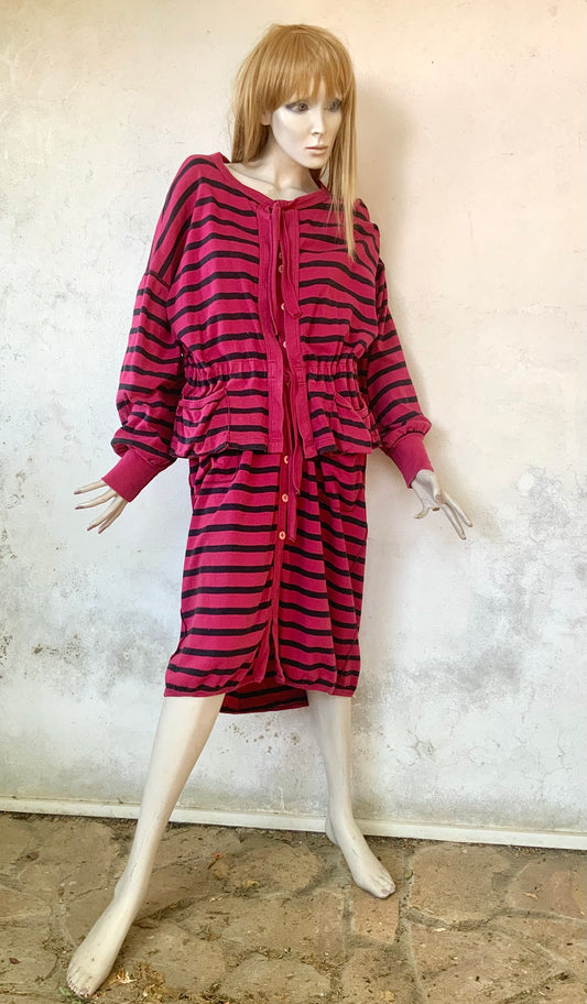 Ensemble Sonia Rykiel veste et robe à rayures vintage