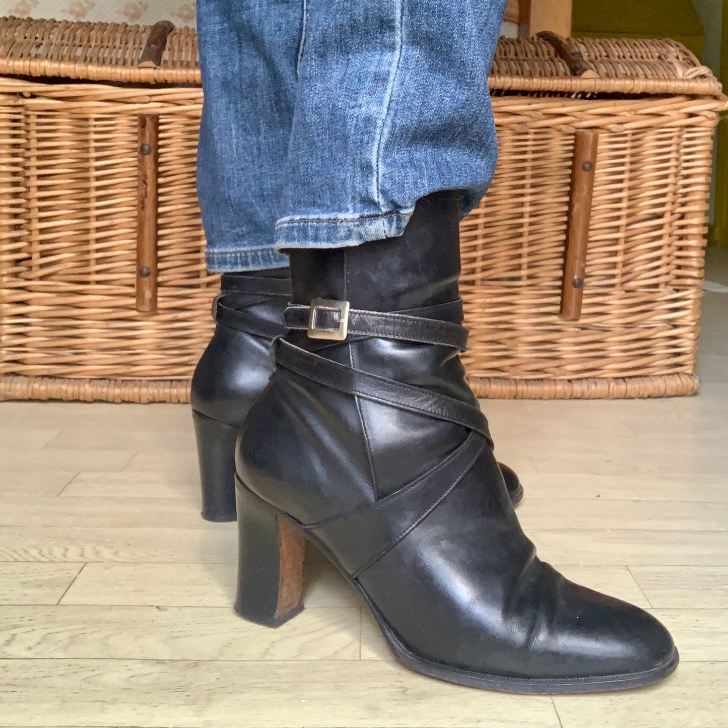 Bottines en cuir noir Stéphane Kélian vintage