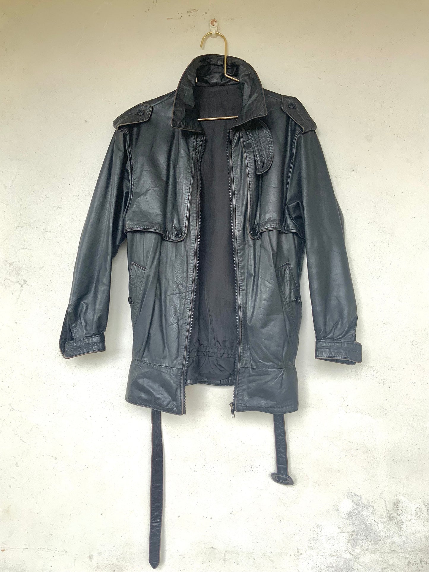 Blouson en cuir noir vintage années 80 Mac Douglas