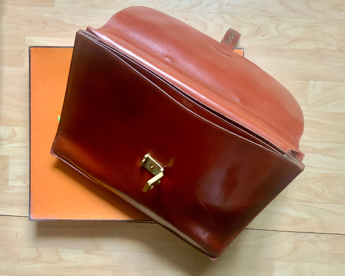 Sac à dépêches HERMES en cuir vintage