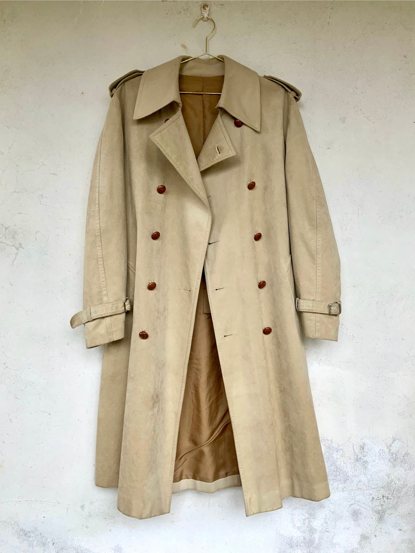 Imperméable Trench en Alcantara beige , Clifford vintage années 70