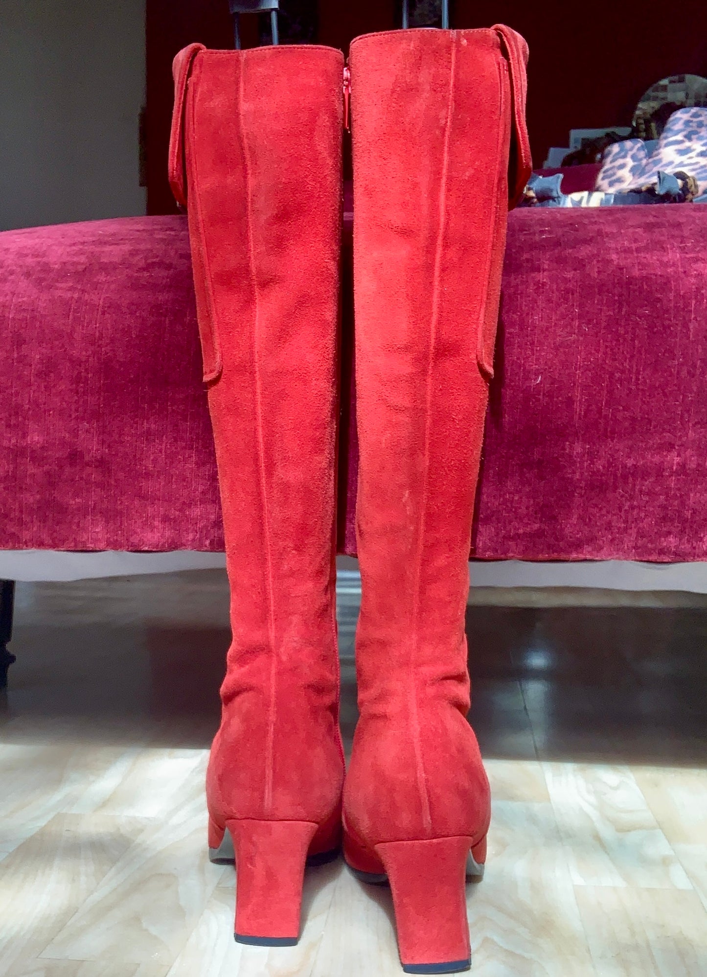 Bottes hautes rouges Yves Saint Laurent vintage