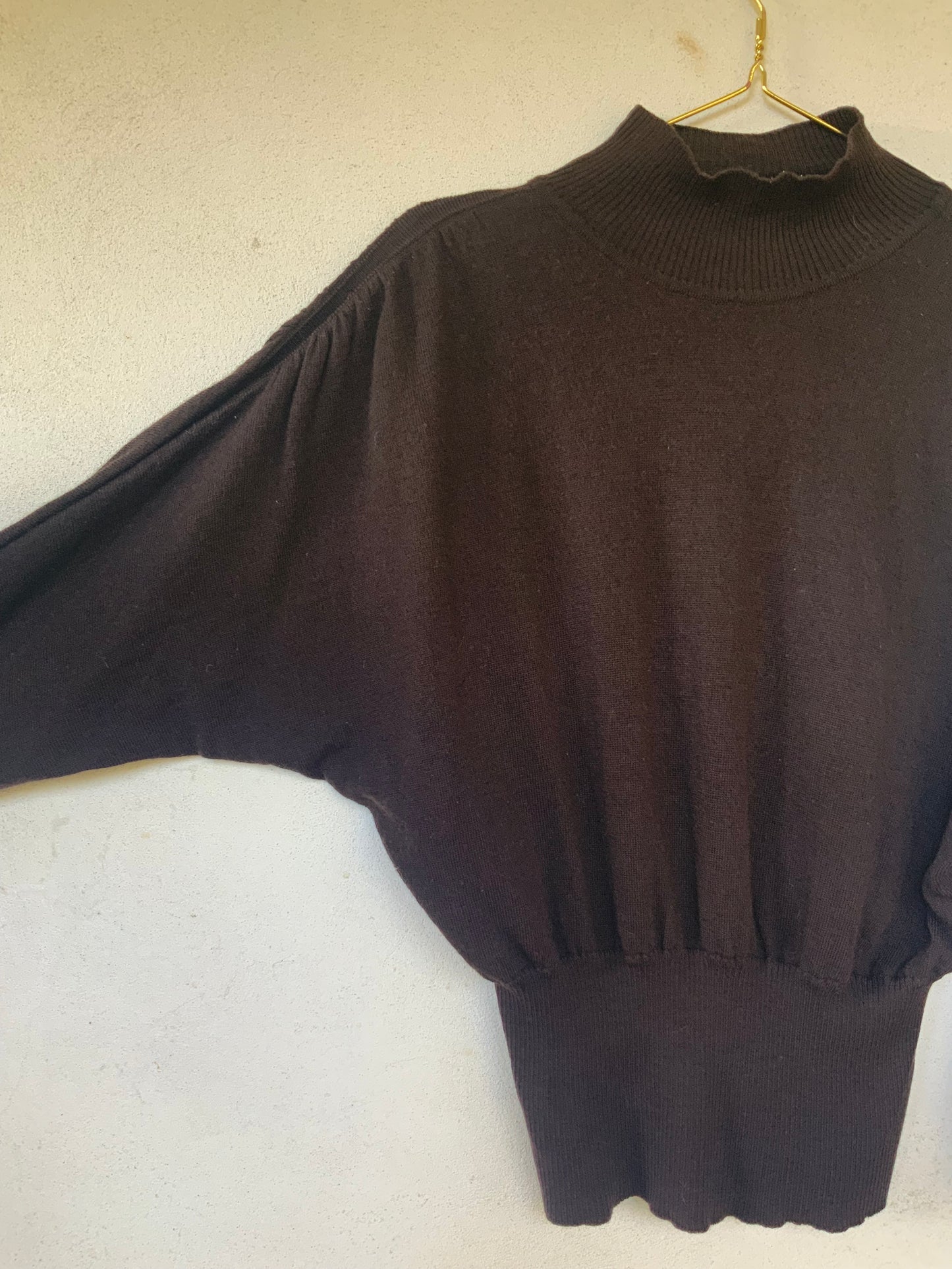 Pull marron manches froncées vintage