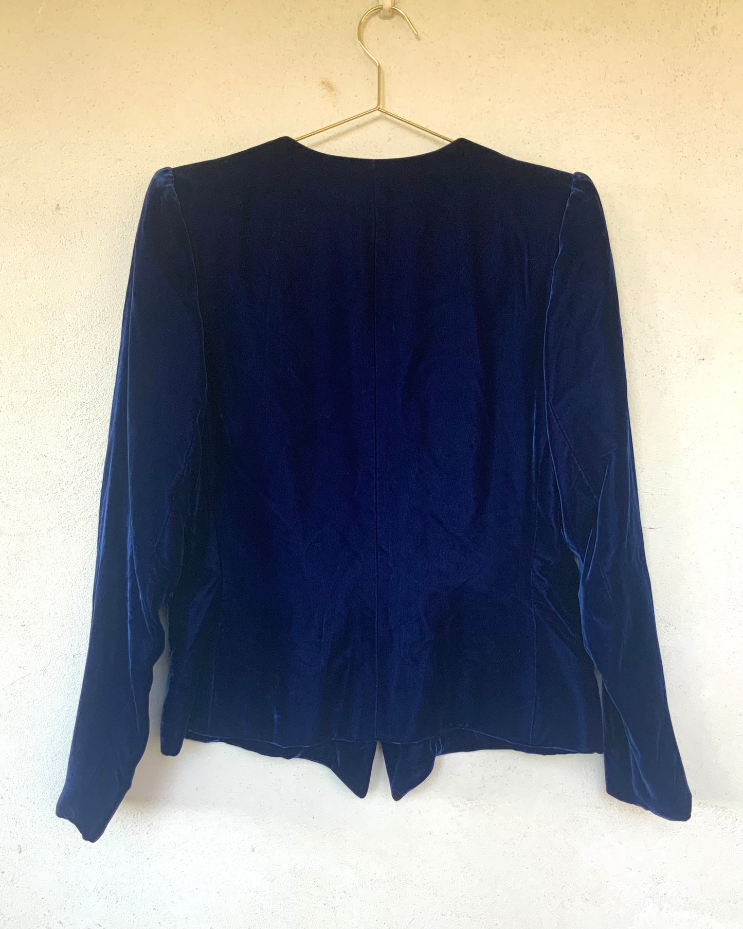 Ensemble veste et jupe en velours bleu Yves Saint Laurent rive gauche vintage 90