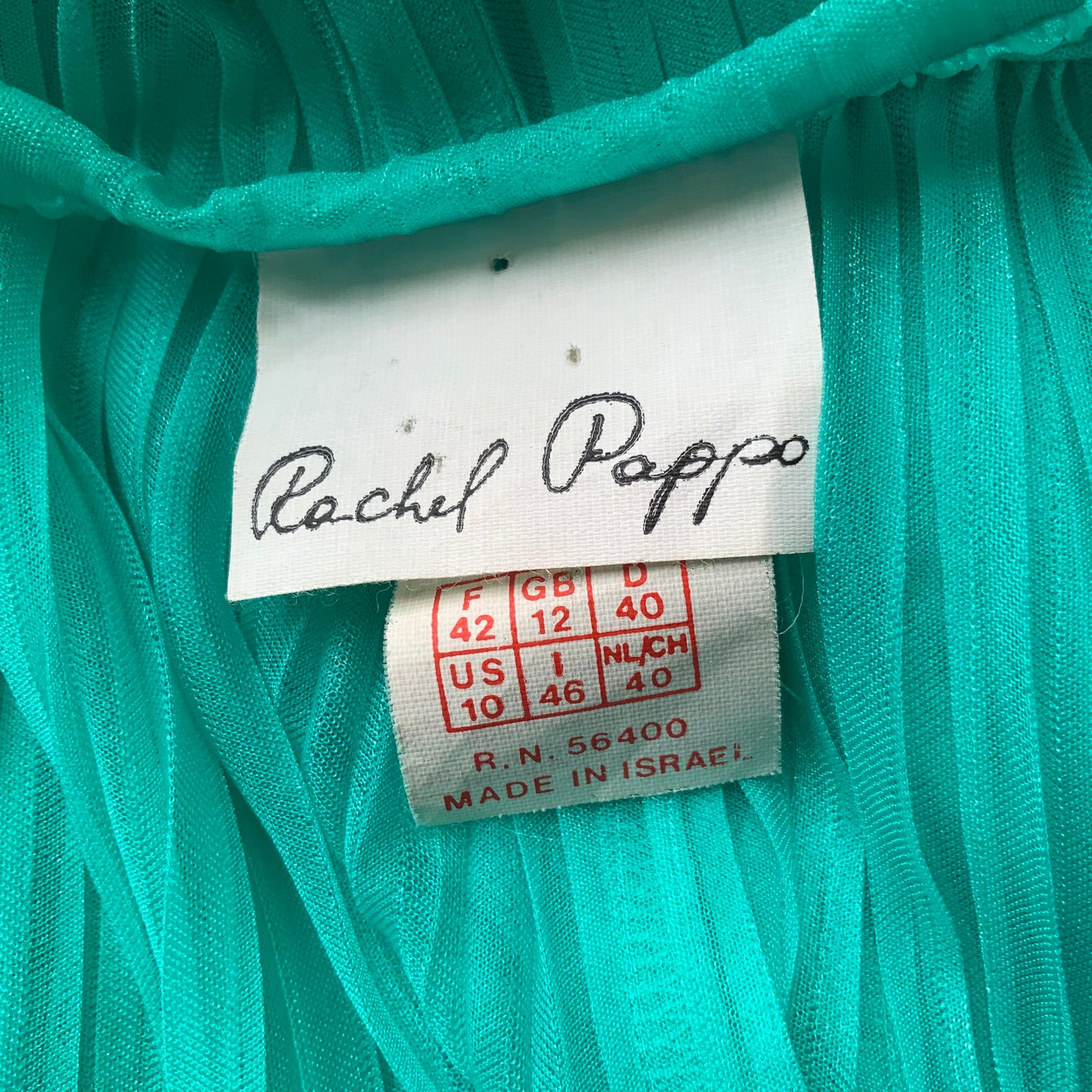 Pantalon large en voile plissé turquoise vintage Rachel Papo