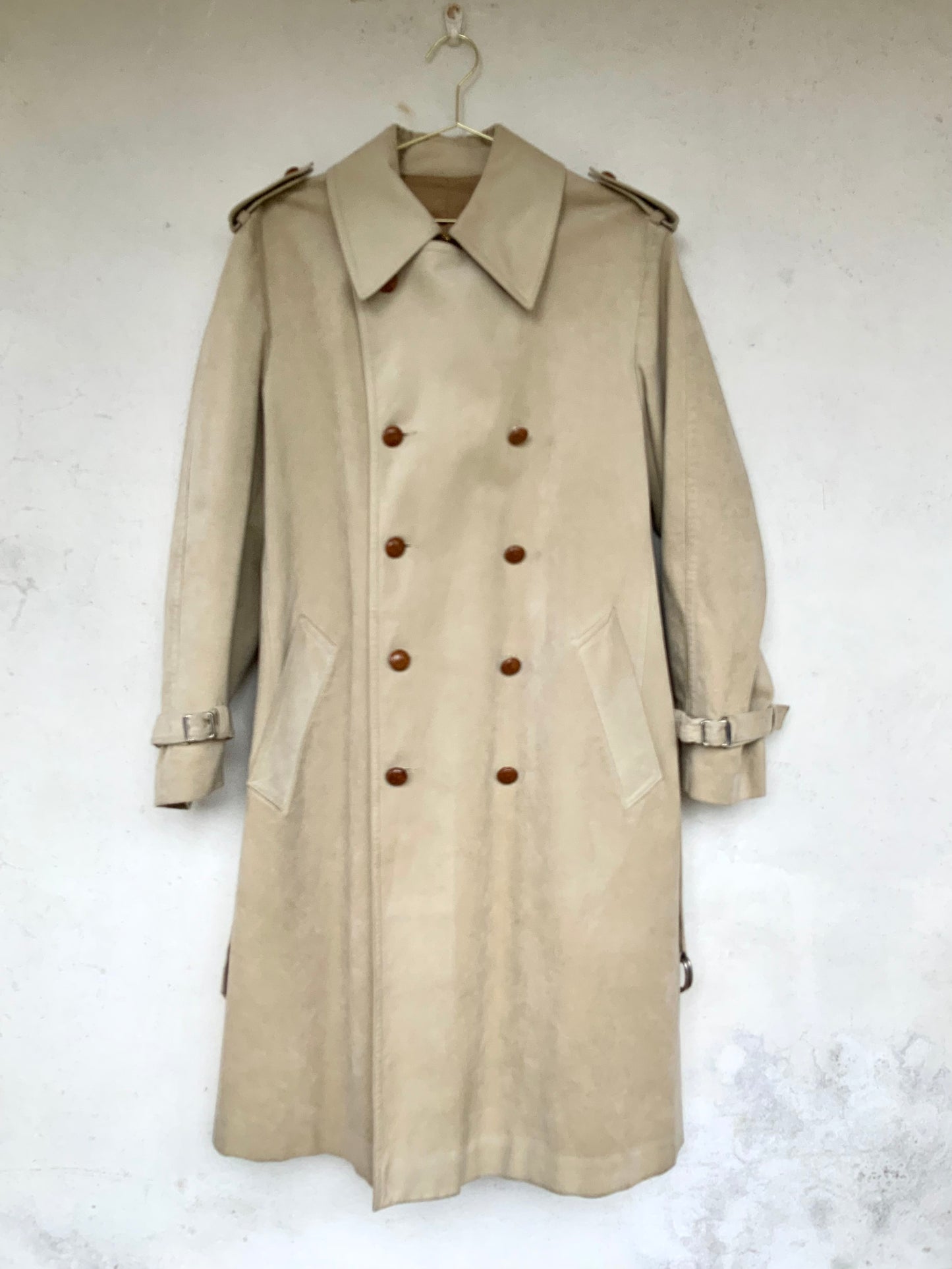 Imperméable Trench en Alcantara beige , Clifford vintage années 70